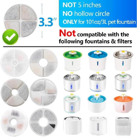 12 Pack Cat Water Fountain Filters Compatible with Pet Fountain Filters Replacement, Pet Filters for Water Fountain
