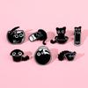 1Pc Cat Brooch Jewelry Gifts Cartoon Animal Lapel Pins Bag Accessories Clothing Decor Cute Badges Black Kitten