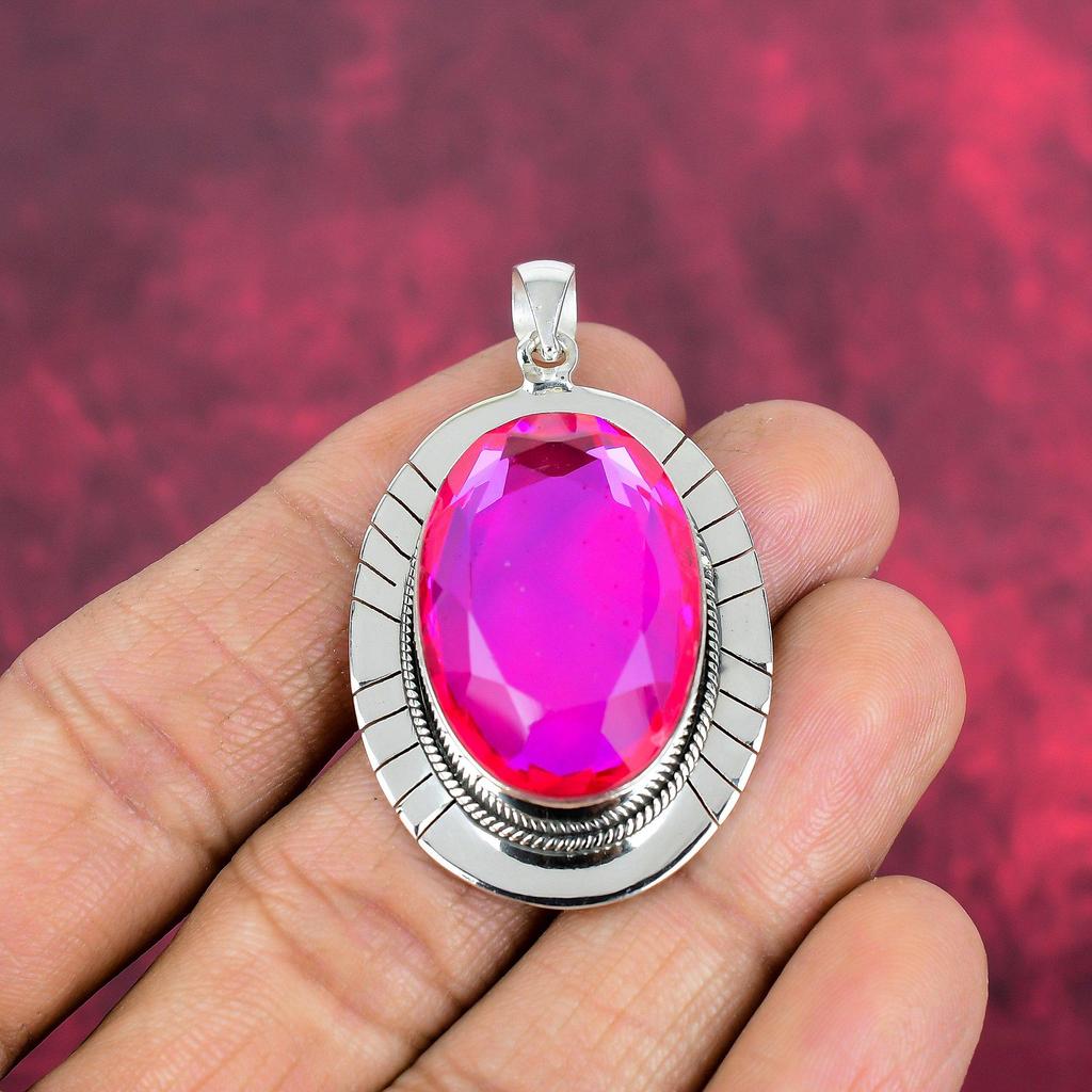 Mystic Topaz 925 Solid Sterling Silver Pendant, Handmade Gemstone Jewelry Pendant, For Memorial Day