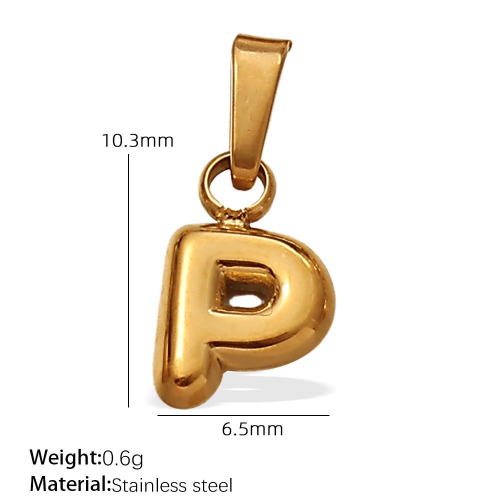 18K Gold Plated Bubble Letter Pendants - 26 English Letters