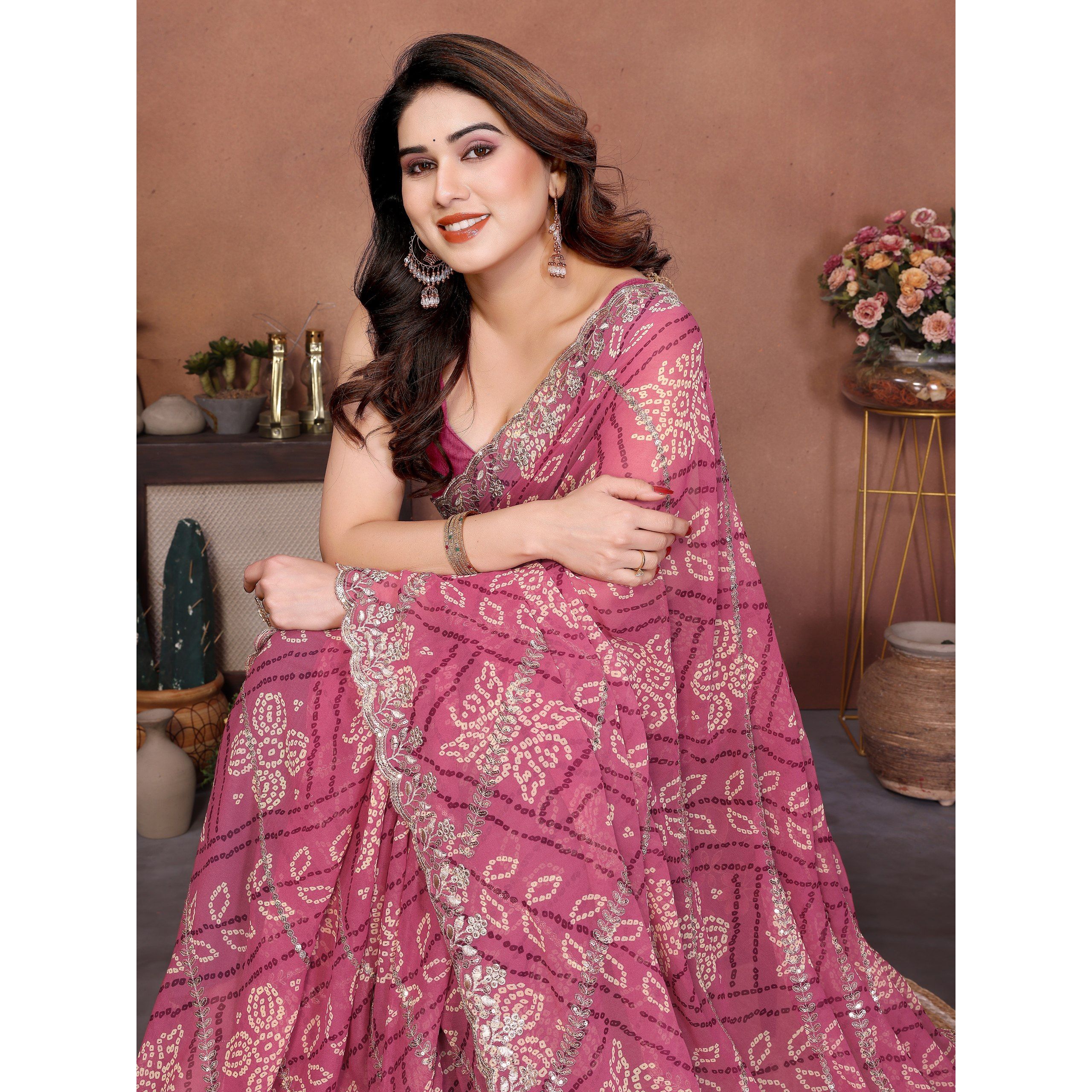 New Arrival Party Wear Bandhej Saree