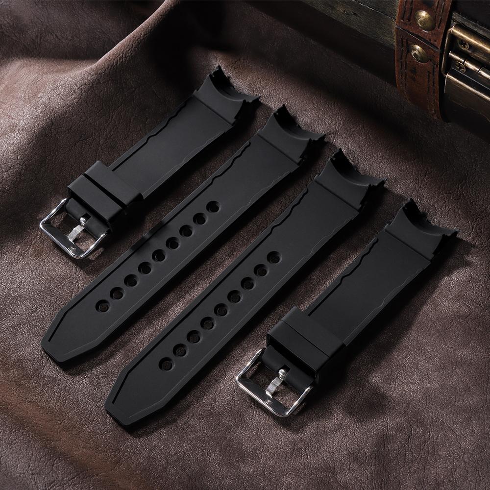 22mm 24mm 26mm Uniwersalny Zakrzywiony Miękki Silikonowy Pasek Gumowy Sportowy Wodoodporny Zamiennik Bransoletka Akcesoria do Zegarka