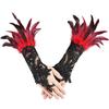 Retro Sequins Feather Lace Gloves Gothic Women Halloween Arm Sleeves Halloween Feather Gloves  Ball