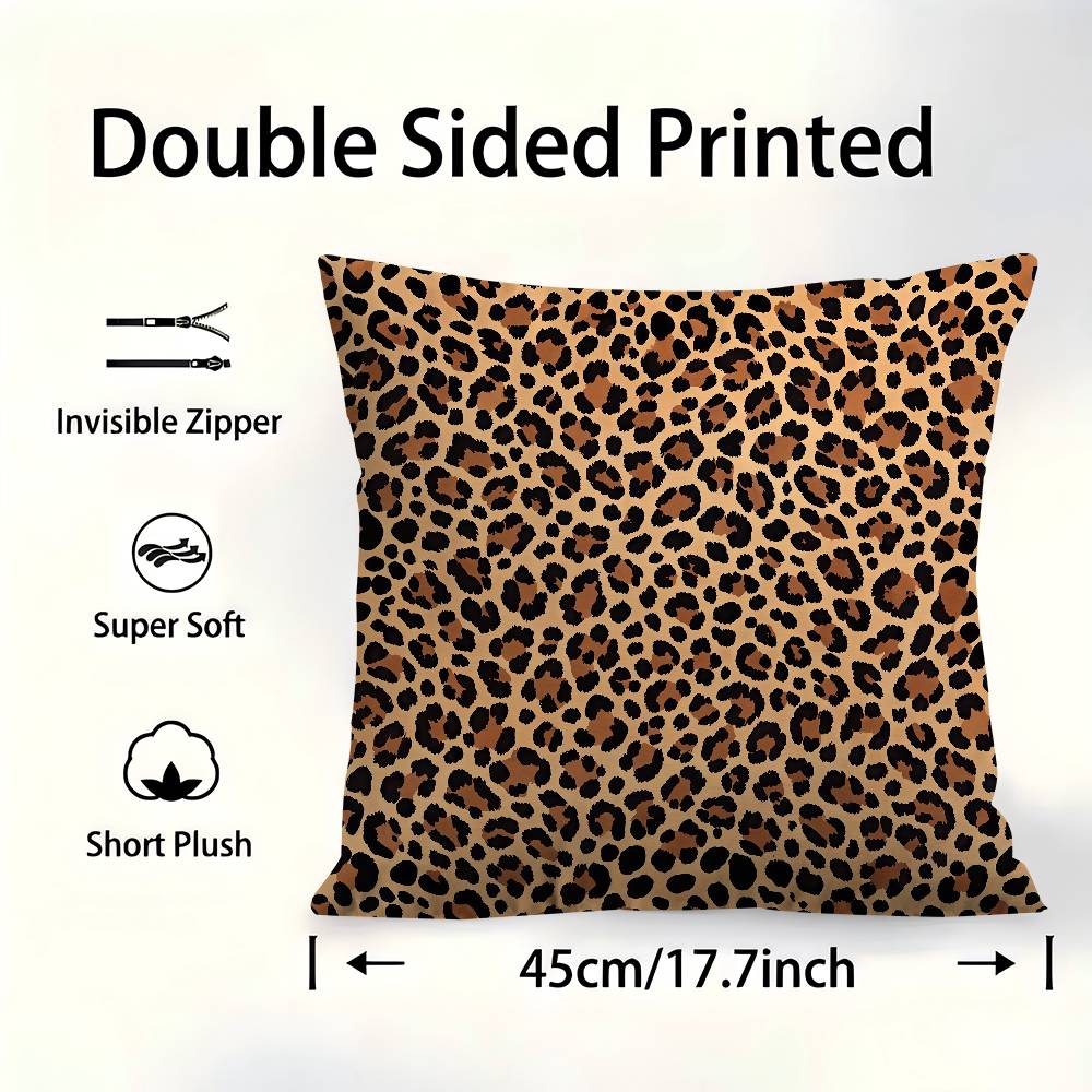 Leopard Print Pattern Cushion Cover Pillowcase Upholstery Sofa Throw Pillow Home Decor Pillowcas
