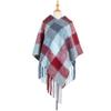 Winter Ladies Circle Yarn Thick Tassels Cape Thick Color Plaid Shawl Scarf