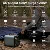 220V 230V Portable Power Station 550Wh Solar Generator 600W(Peak 1000W) 148800mAh AC Outdoor Socket RV/Van Camping Fishing Home