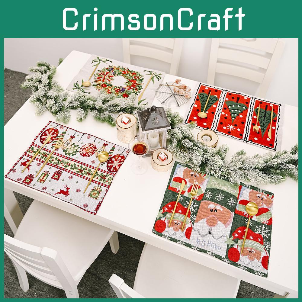 Creative Christmas Table Mats Featuring Colorful Knitted Fabric Designs For Festive Dining