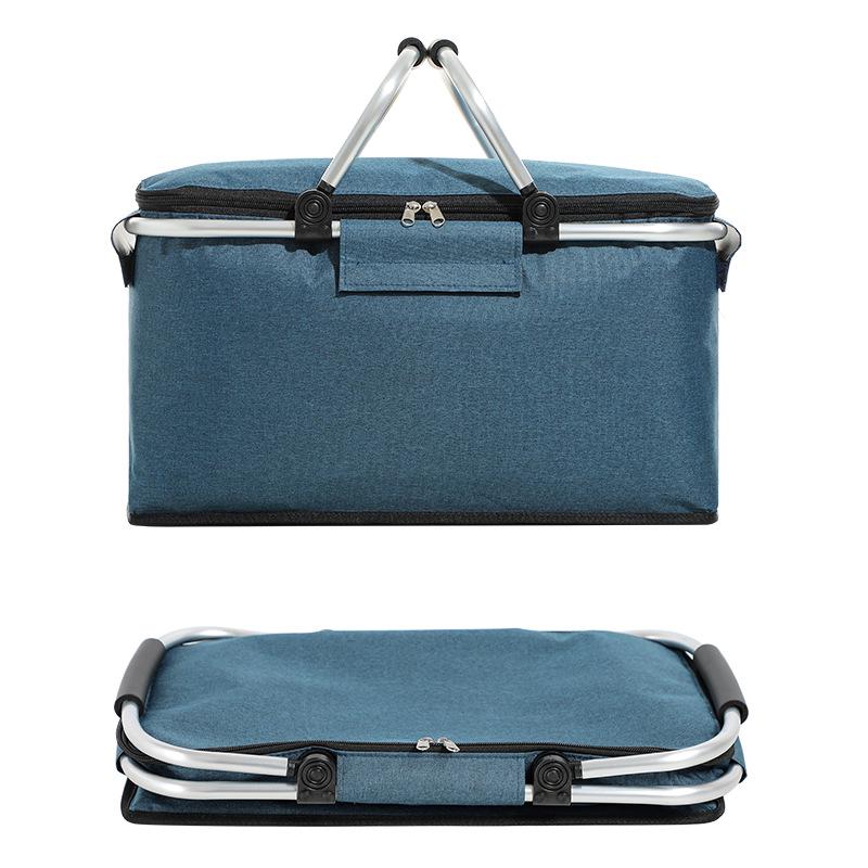 Thickened Insulated Picnic Basket with Aluminum Foil and Oxford Cloth, Folding Design, Includes Ice Pack