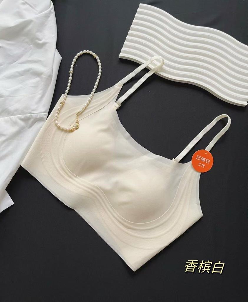 No steel rim thin tube top underwear women's seamless beautiful back big chest small anti-light vest bra