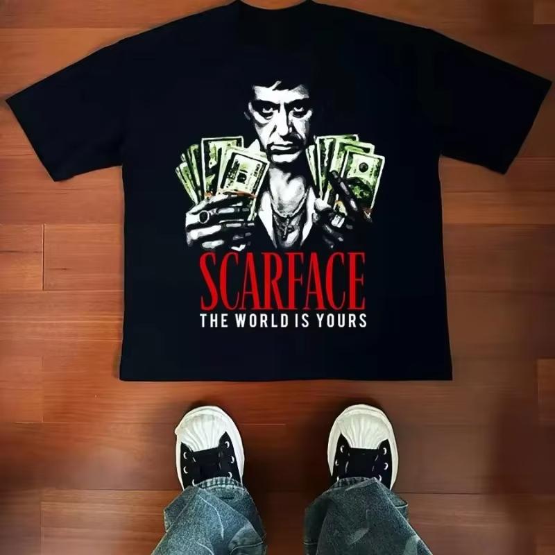2025 Scarface Al Pacino Klassiker Film Amerikanisches Kurzarm Gangster Film T-Shirt Tony Herren Damen Hip Hop Retro Gothic Top T-Shirt