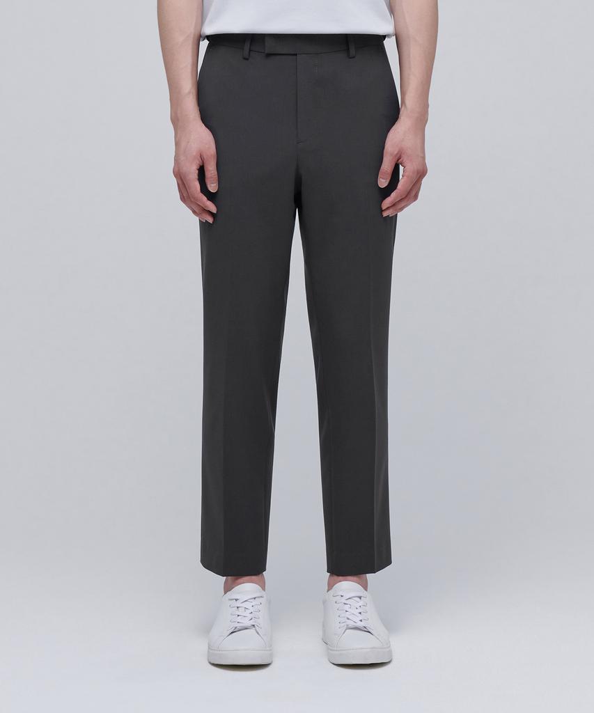 MUSINSA STANDARD Lightweight Relaxed Tapered Hidden Banding Crop Slacks [Gunmetal]