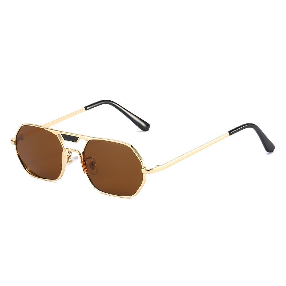 

New Retro Metal Square Frame Gradient Women Sunglasses Personality Brand Double Beam Design Fashion Men Uv400 as picture