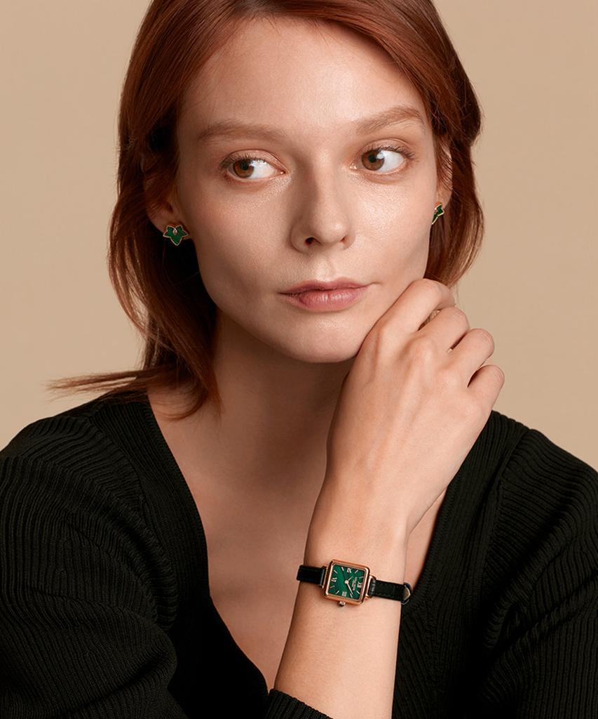 Lollalojeu Cube Malachite Women'S Leather Watch