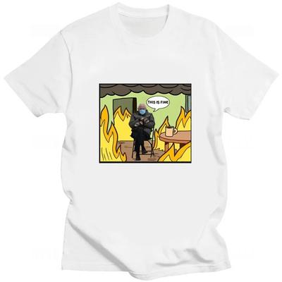 Unisex Casual T Shirt This Is Fine Meme TShirt for Unisex Crew Neck Fashion Tops Kawaii Dog Graphic Tees Oversized T Shirt Shirts Kids