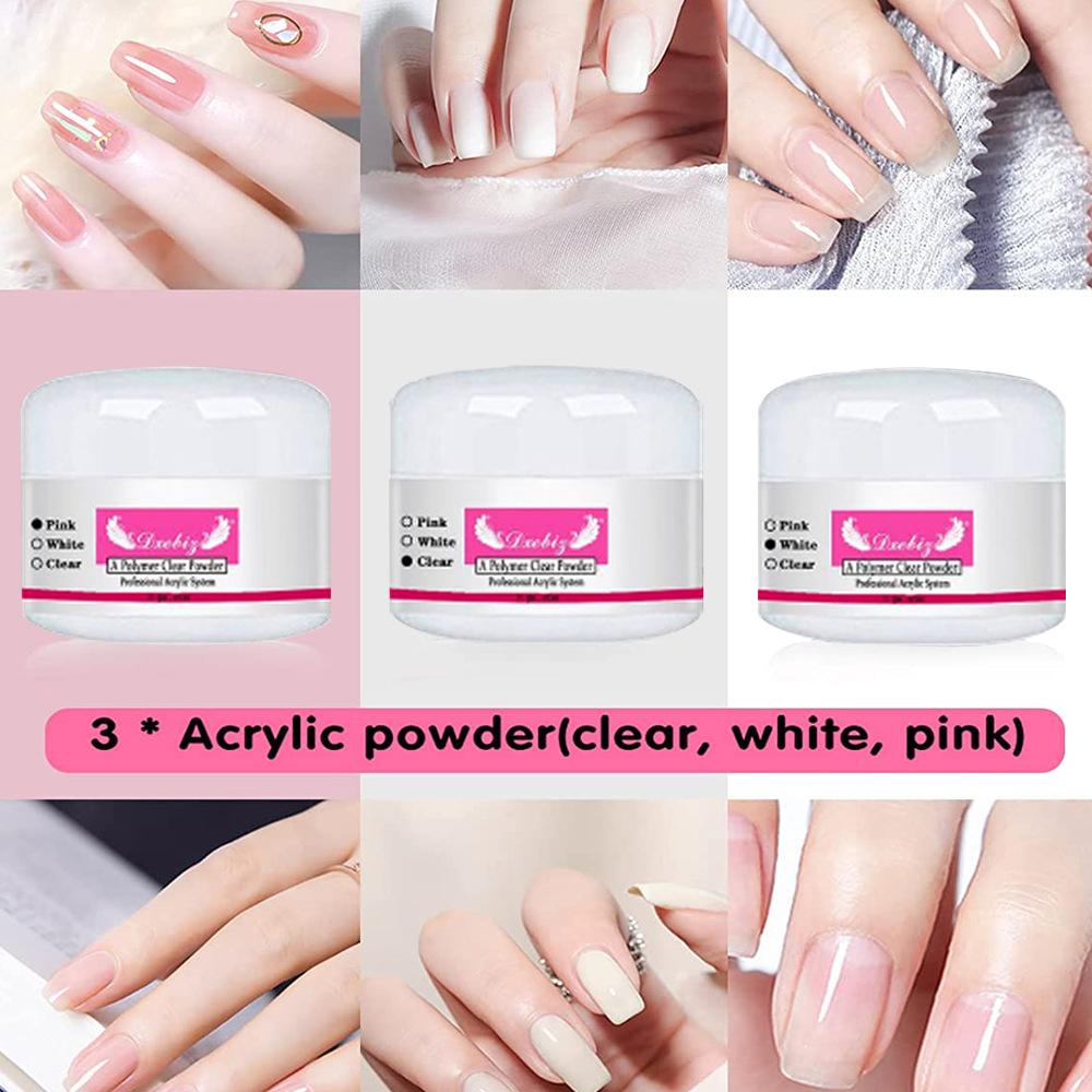 Nail Art Kit Full Set Acrylic Powder Liquid 24 Colors Beginner Salon Extending Gel UV Gel Nail Tools