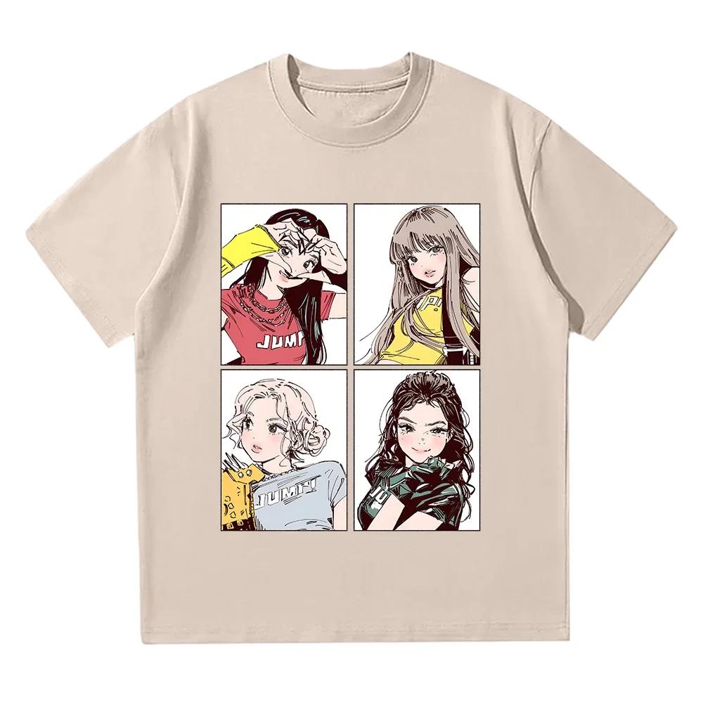 Kpop BP Jump 2026 Tees Pink Girls Band Clothing Anime Graphic T Shirts Fashion Harajuku Kawaii T-shirt Women's Y2K Clothing