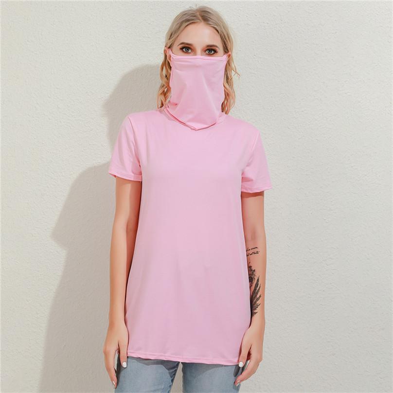 Summer European and American Fashion Casual Multifunctional Dust-proof Sunscreen High-neck Short-sleeved Women's T-shirt