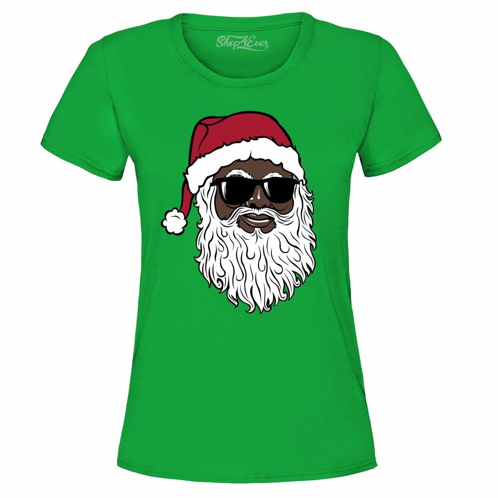 

Santa Claus Sunglasses Women s T-Shirt Funny Christmas Holiday Party Shirts 3XL