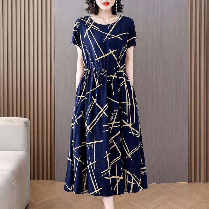 Summer Elegant Dresses Ladies Slim Short Sleeve Casual Summer Women's Dresses Korean Style Vintage Clothes