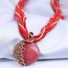 Bohemian Peacock Gemstone Temperament Women's Retro Rice Bead Necklace Sweater Chain Ethnic Pendant Woven Rope