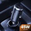 TOOCKI TQ-CC34B Car Charger Dual USB-C 45W Fast Charging Adapter with Pull Ring