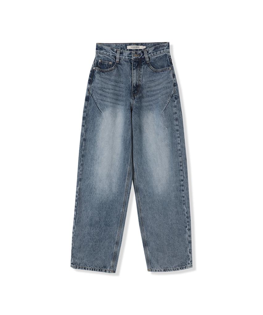 VIVACIOUS Beads Baggy Denim Pants Black