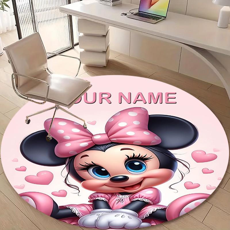 Personalized M-Minnie Round Chair Office Rug - Perfect for Mat, Office Chair & More - Ideal Gift for Birthdays and Holidays