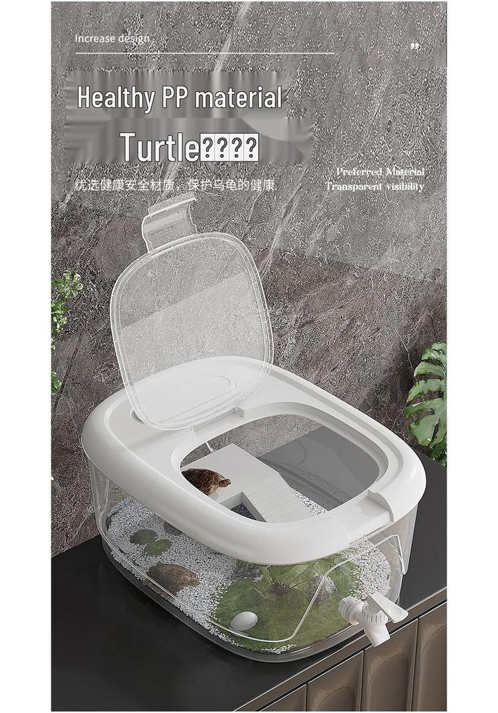 Eco-Friendly Turtle Breeding Tank with Climbing Platform and Drainage Lid
