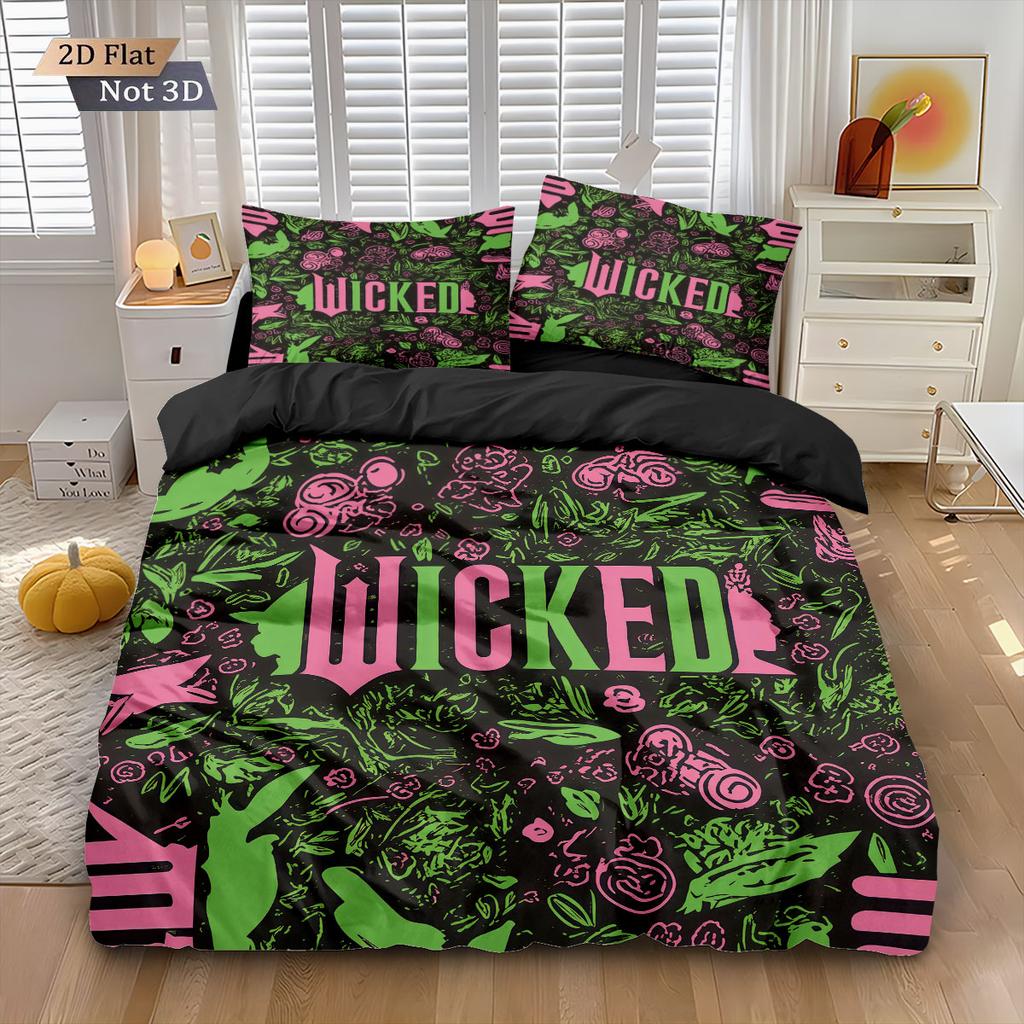 3Pcs Magic Wicked Witch Flower Printed Quilt Set Multi Size Bedding Decoration Comfortable Machine Washable