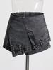 Street Style Denim Skort 2026: Irregular Waist, High-Waisted Wash, Faux Two-Piece Shorts