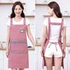 Fashionable Pastoral Style Cotton Apron: Thick, Wear-Resistant, Stain-Resistant, Breathable, Strap Waist Design for Women.