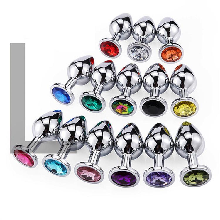 Erotic Sex Toys for Women Men 3pcs/set S M L Stainless Round Jewel Butt Plug Metal Jewelry Anal Plug