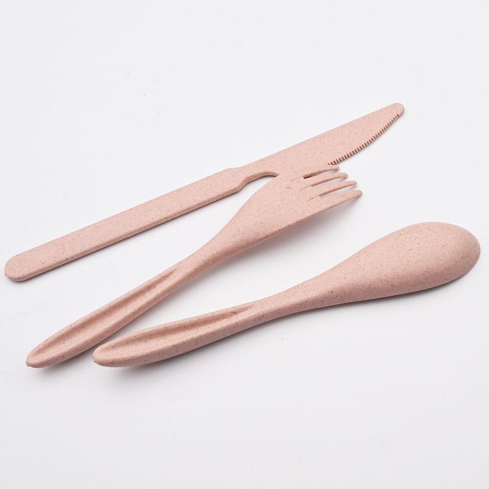 Tragbares Besteck Kinderbesteck Reise Camping Geschirr Set Messer Gabel Löffel Geschirr Set Weizen Geschirr Set Mit Box