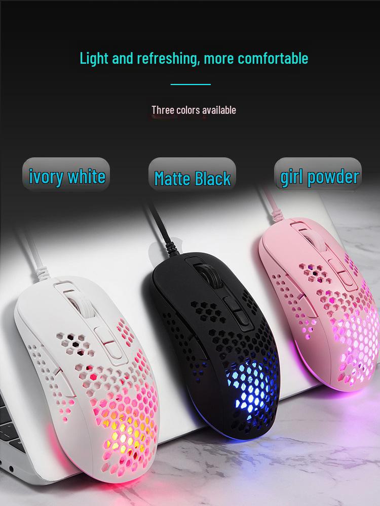 Xinmeng Lightweight 383-Hole Wired USB Gaming Mouse with Programmable Macros