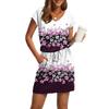 Women's Fashion V-Neck Short Sleeve Drawstring With Pocket Printed Casual Dresses