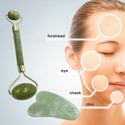 Jade Roller & Scraping Massage Tool with Protective Box for Facial Skin Care Anti-aging Facial Jade