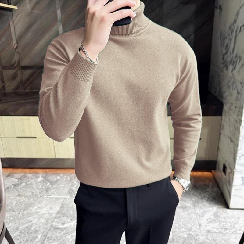 Koreanischer Trend Herbst Winter Pullover Männer Pullover Fleece Futter Rollkragen gestrickt Sweatshirt warme Bottoming Shirts