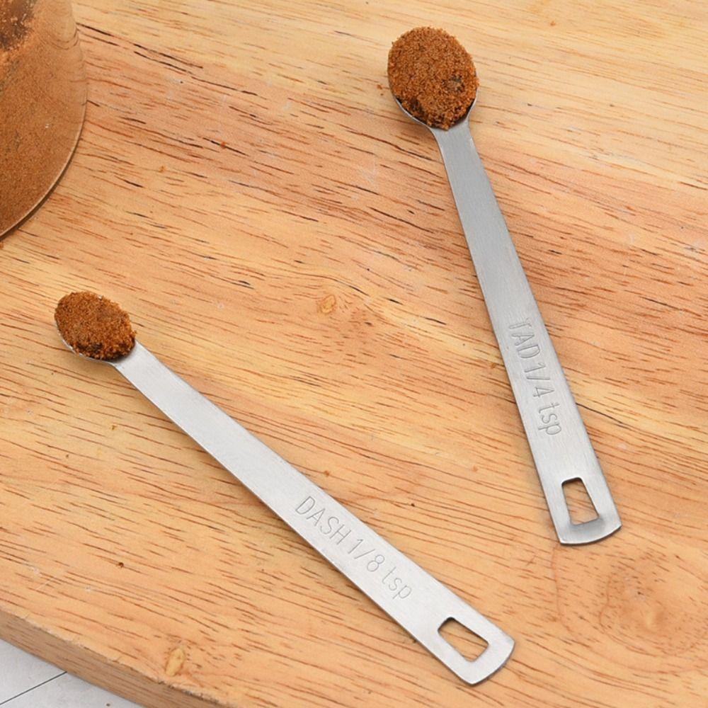 5Pcs Set Stainless Steel Measuring Spoons Set Hangable Rust-Resistant Mini Coffee Spoons Durable Cooking Measure Teaspoons