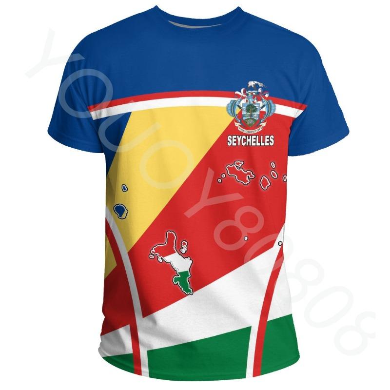 

Summer Casual Sweatshirts African Zone Clothing Print Seychelles Active Flag T-Shirts Loose Fit Clothing for Men and Women S