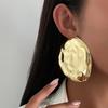 Ingemark Exaggeration Irregular Big Texture Round Stud Earrings Women Minimalism Gold Color Metal Piercing Earring New Jewelry