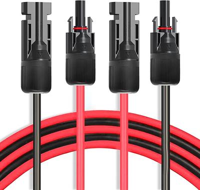 12 AWG-4mm2 Solar Panel Extension Cable Copper Wire Black and Red with Solar Connector Solar PV Cable