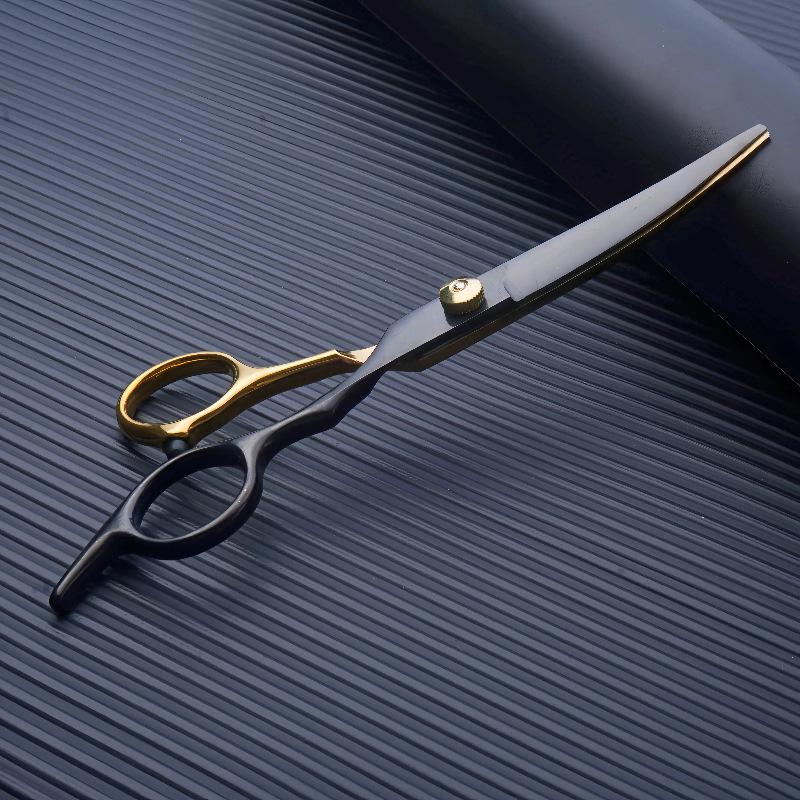 All-Steel Pet Grooming Scissors Set: Flat-Tooth & Curved Trimmers for Dog Hair Care.