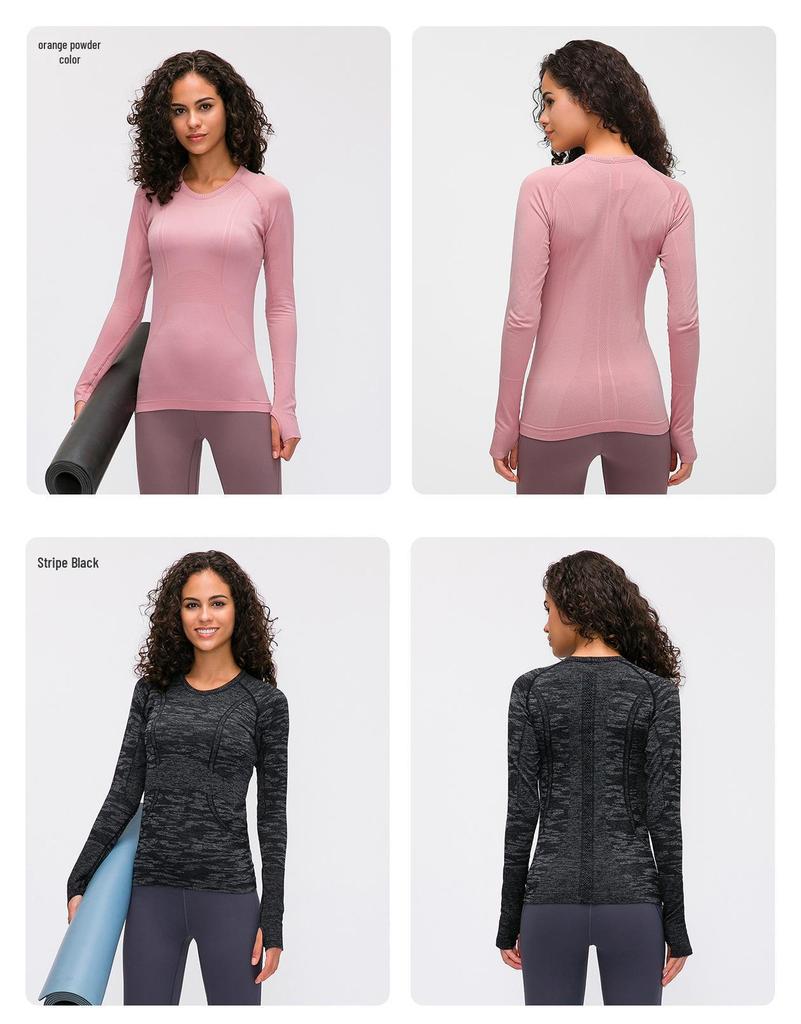 Women's Seamless Long Sleeve Yoga Top – Comfortable, Breathable, Tight-Fitting, Slimming Fitness Wear