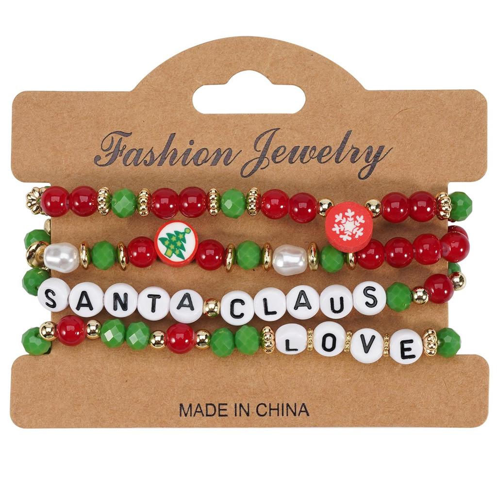 Festive Love Christmas Crystal Beaded Bracelet
