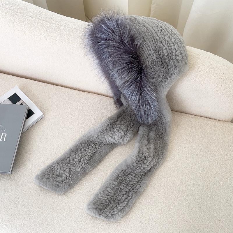 Winter Hat for Women Snow Hat, Women's Double-sided Thickened Scarf, Hat, Integrated Winter Warm Fox Hair Headhat