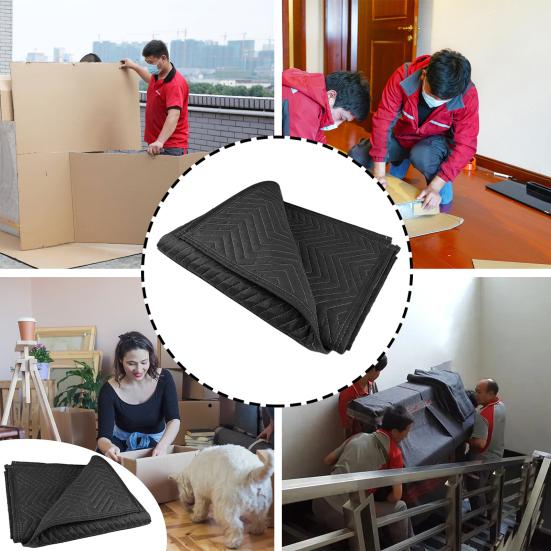 

Одеяла для переезда Двусторонняя строчка Прочная упаковка Транспортировочное одеяло для мебели Произведения искусства Бытовая техника чёрный