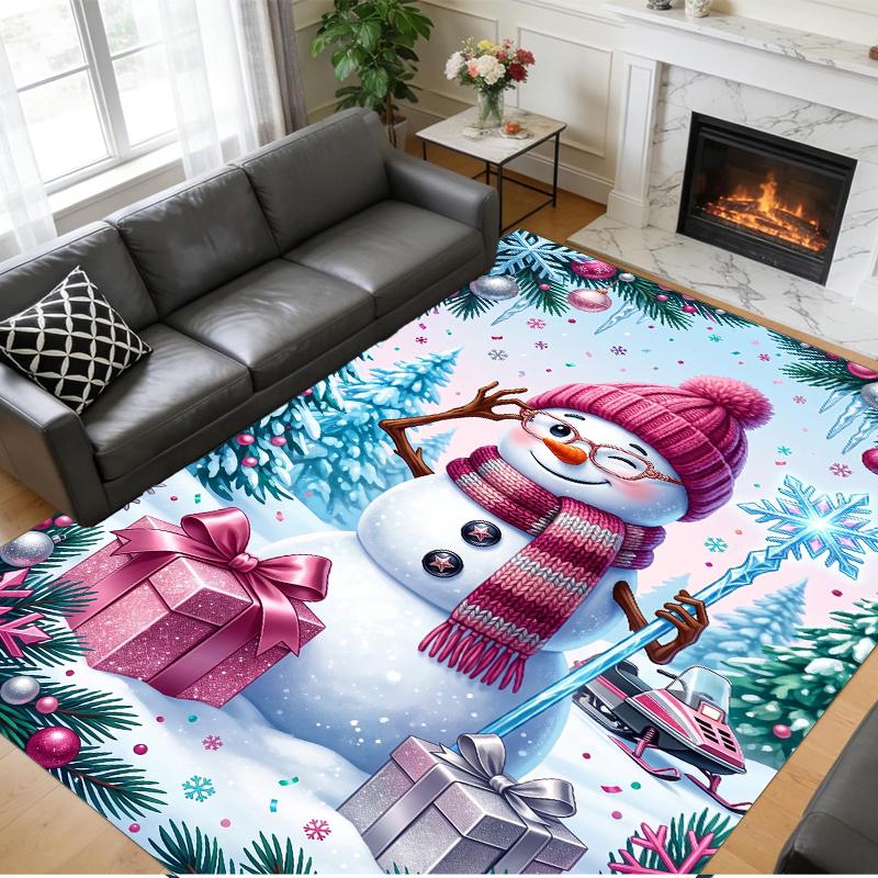 Christmas Printed Square Area Rug Soft Non Slip Floor Carpet For Bedroom Holiday Gift