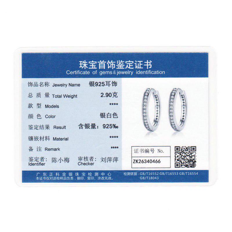 High Quality 100% 925 Sterling Silver Party Eternity Hoop Earrings With Clear CZ For Women