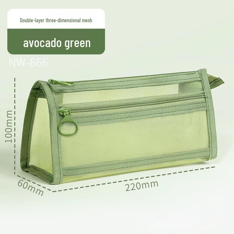 Dual-Layer Mesh Pencil Case: Large Capacity Stationery Bag for Exams and Elementary Students