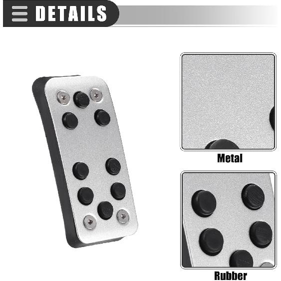 Motoforti Car Manual Transmission Fuel Brake Dead Pedal Cover Set, for Ford Focus 2 3 4 MK2 MK3 MK4 Kuga Escape RS ST 2005-2017, Metal, Black Silver